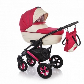 Коляска модульная 2 в 1 - Isabel Lux (IFRATTI, SA LUX_Рогожка_Экрю/Бордовый)